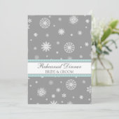 Aqua Gray Snow Winter Rehearsal Dinner Party Kaart (Staand voorkant)