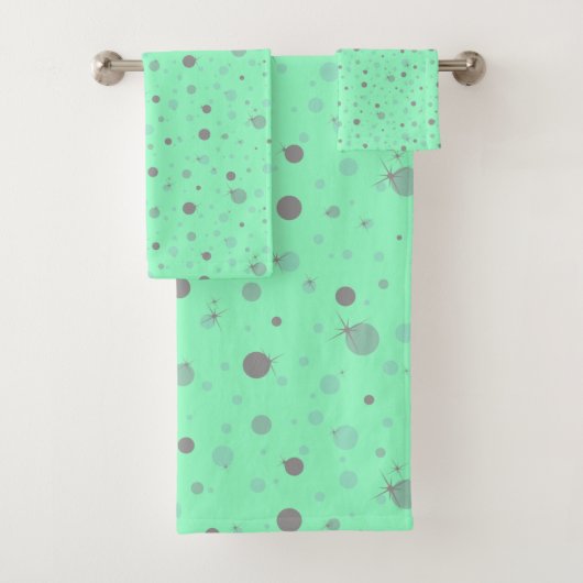 AQUA GRAY SPLATTER CUSTOEL TOWEL SET BAD HANDDOEK (Insitu)
