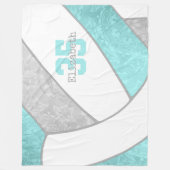 aqua gray volleybal douanenaam jersey nummer fleece deken (Voorkant)