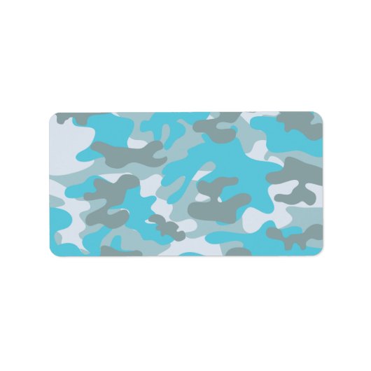 Aqua Gray White Camo Design Etiket (Voorkant)