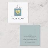 AQUA GRAY YELLOW GROENE HANGKLEDEN DROOGKLEANER VIERKANTE VISITEKAARTJE (Voorkant / Achterkant)