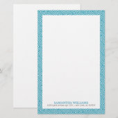 Aqua Greek Key Patroon Briefpapier (Voorkant / Achterkant)