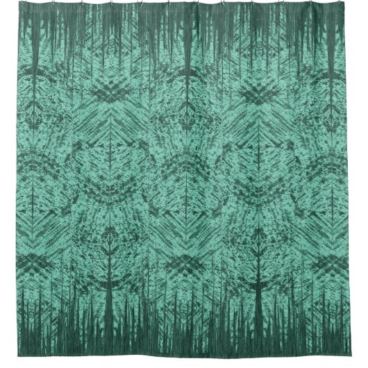 Aqua Green Abstract Tiki Pattern Douchegordijn (Voorkant)