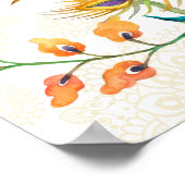 Aqua green blauwgroen Arabian floral peace ock wel Poster (Hoek)