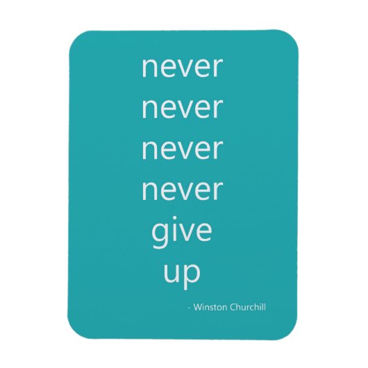 Aqua Green Blue Inspirerend Quote Nooit Opgeven Magneet (Verticaal)