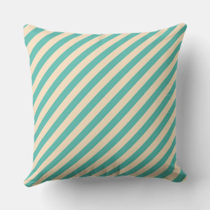 Aqua Green Diagonal Stripe Buitenkussen