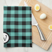 Aqua Green en Black Buffalo gespeeld met Monogram Theedoek (Quarter Fold)