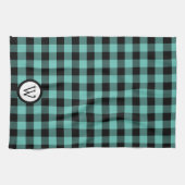 Aqua Green en Black Buffalo gespeeld met Monogram Theedoek (Horizontaal)