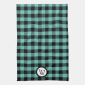 Aqua Green en Black Buffalo gespeeld met Monogram Theedoek (Verticaal)