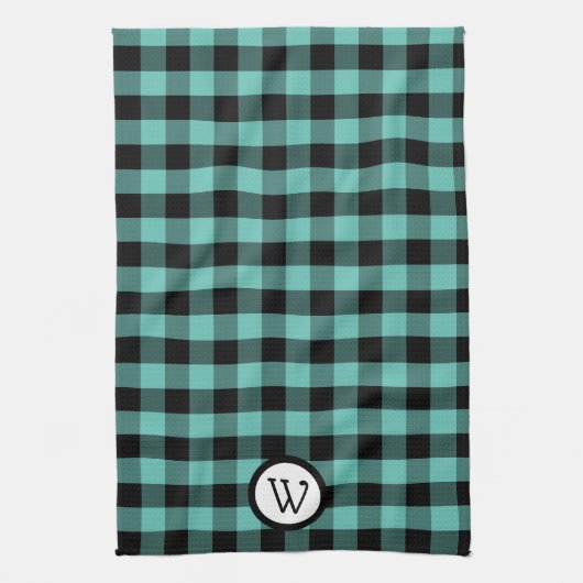 Aqua Green en Black Buffalo gespeeld met Monogram Theedoek (Verticaal)