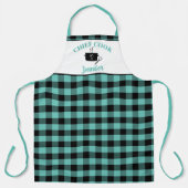 Aqua Green en Black Cook Buffalo Plaid Patroon Schort (Voorkant)