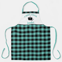 Aqua Green en Black Cook Buffalo Plaid Patroon Schort