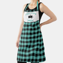 Aqua Green en Black Cook Buffalo Plaid Patroon Schort