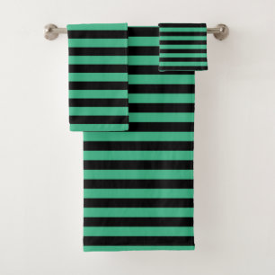 Aqua Green en Black Stripes Bad Handdoek