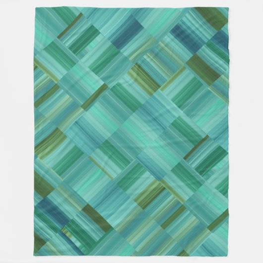 Aqua Green en Blue Blocks Stropdas Fleece Deken (Voorkant)