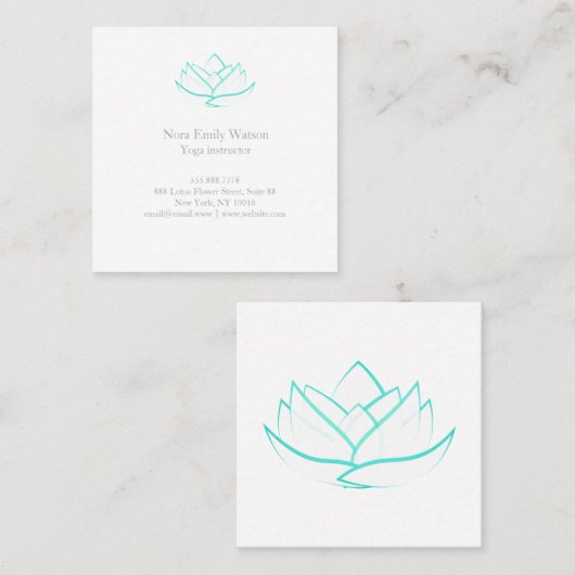 Aqua Green en White Square Lotus Visitekaartje (Voorkant / Achterkant)