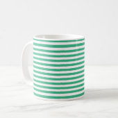 Aqua Green en White Stripes Koffiemok (Voorkant links)