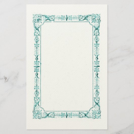 Aqua Green Fancy Lijst Briefpapier (Voorkant)