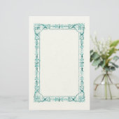 Aqua Green Fancy Lijst Briefpapier (Staand voorkant)