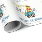 Aqua Green Giraffe in Boerderij Tractor Boys Verja Cadeaupapier (Rol Hoek)