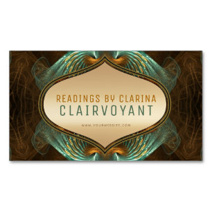 Aqua Green Gold Fractal Arts Clairvoyant Readings Magnetisch Visitekaartje