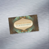 Aqua Green Gold Fractal Arts Clairvoyant Readings Magnetisch Visitekaartje (Voorbeeld)
