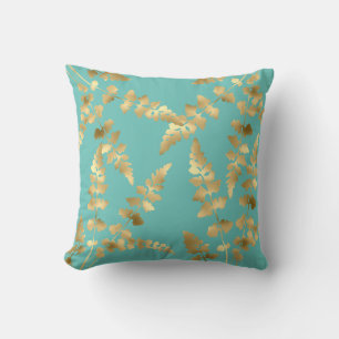 Aqua Green Gold leaf dubbelzijdige hamptons Kussen
