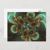 Aqua Green & Gold & Spiral Fractal Art Briefkaart (Voorkant / Achterkant)