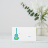 Aqua/Green Guitar Heart Place Card Plaatskaartje (Staand voorkant)