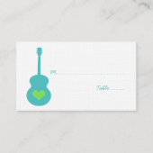 Aqua/Green Guitar Heart Place Card Plaatskaartje (Voorkant)