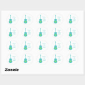 Aqua/Green Guitar Heart Wedding Stickers (Vel)