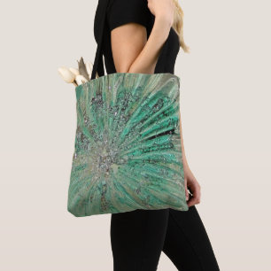 Aqua Green Ice Explosive  Art Glass Tote Bag
