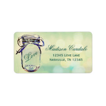 Aqua Green Mason Jar Wedding Return Address Labels