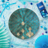 Aqua green Mermaidscales met goudglitter Papieren Bordje (Feest)