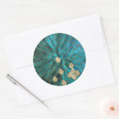 Aqua green Mermaidscales met goudglitter Ronde Sticker (Envelop)
