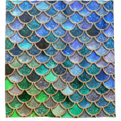 Aqua green Mermaidscales Spring Glitter voor meisj Douchegordijn (Voorkant)