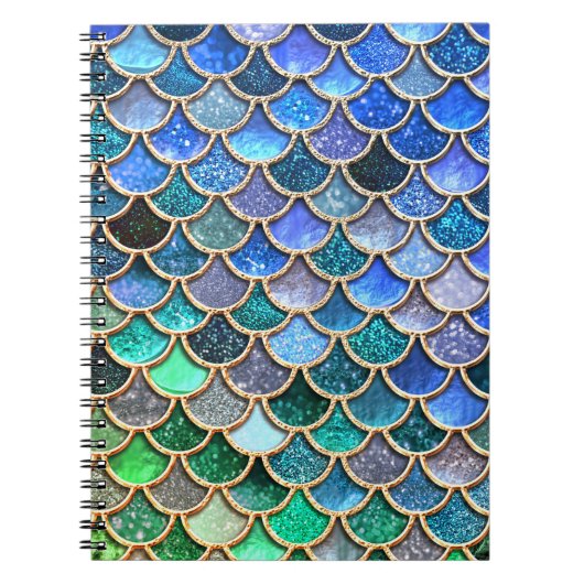 Aqua green Mermaidscales Spring Glitter voor meisj Notitieboek (Voorkant)