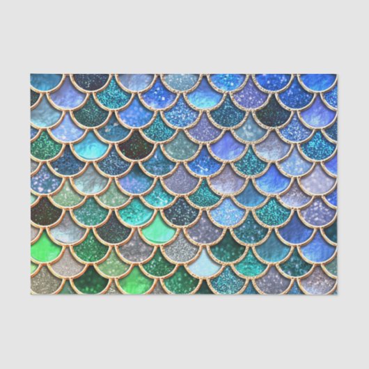 Aqua green Mermaidscales Spring Glitter voor meisj Tissuepapier (Voorkant)