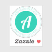 Aqua Green Monogram of voeg Logo toe | Transparant Sticker (Vel)