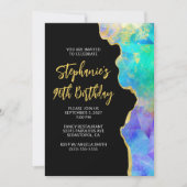 Aqua Green Multi Fire Opal Gold Glam 90th Birthday Kaart (Voorkant)