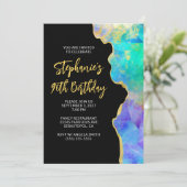 Aqua Green Multi Fire Opal Gold Glam 90th Birthday Kaart (Staand voorkant)