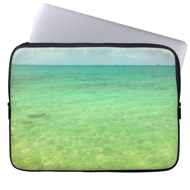 Aqua Green Ocean | Foto van Turks- en Caicoseiland Laptop Sleeve (Voorkant)