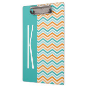 Aqua Green & Oranje Chevron Stripes Klembord (Links)