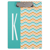 Aqua Green & Oranje Chevron Stripes Klembord (Voorkant)