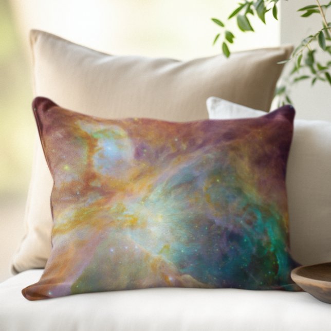 Aqua Green Orionnevel Decoratief Kussen (Aqua Green Orion Nebula Decorative Pillow)