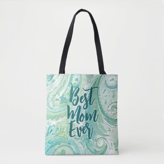 Aqua Green Paisley | MOEDERDAG CANVAS TAS (Voorkant)