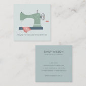 AQUA GREEN PEACH SEWWING MACHINE DANK JE TOONT VIERKANTE VISITEKAARTJE (Voorkant / Achterkant)