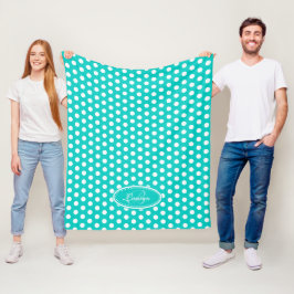 Aqua green polka stip aangepaste naam bord deken