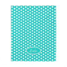 Aqua green polka stip aangepaste naam bord deken