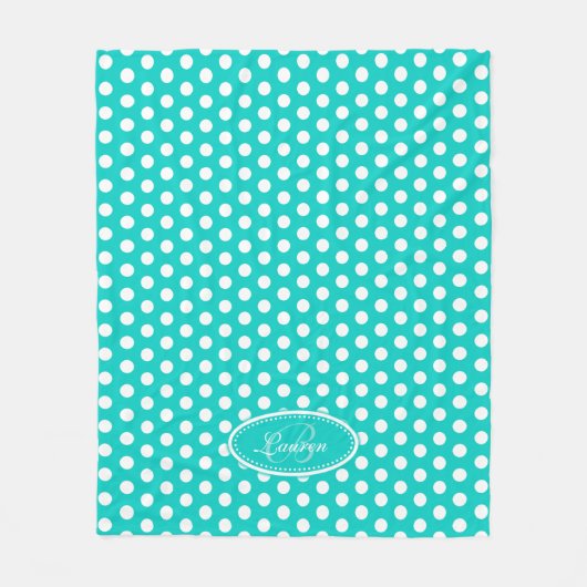 Aqua green polka stip aangepaste naam bord deken (Voorkant)